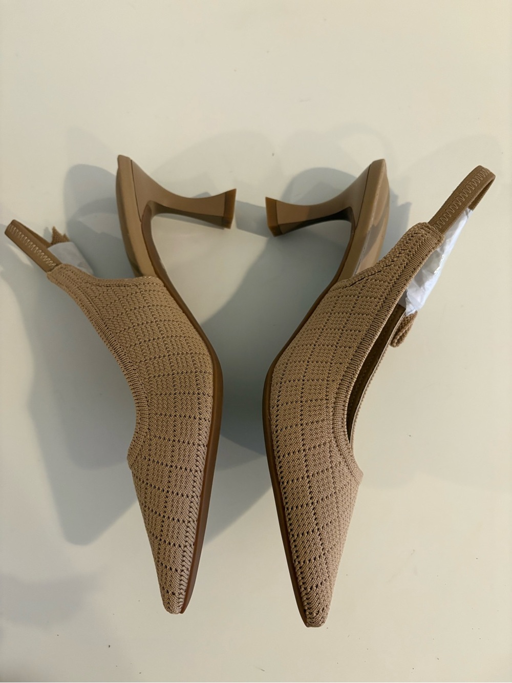 Cosy Island || EverLush Bowknot Pointed Toe Heel Slingback Low Heeled Apricot 7 - Picture 6 of 9
